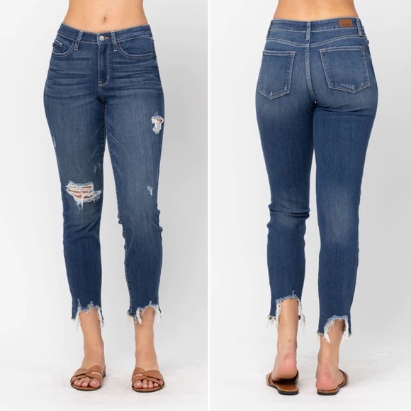 Judy Blue Shark Hem Skinny Jean  (sizes 24-24W) main image 0